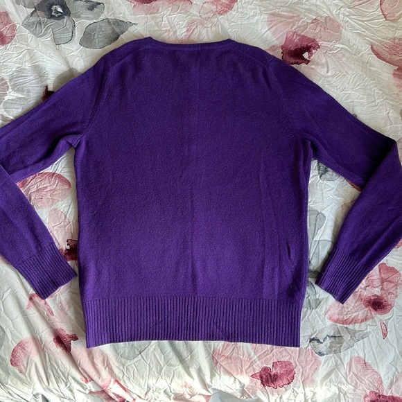 100% Cashmere Sutton Cashmere Royal Purple Button Front Long Sleeve Cardigan - Picture 8 of 10